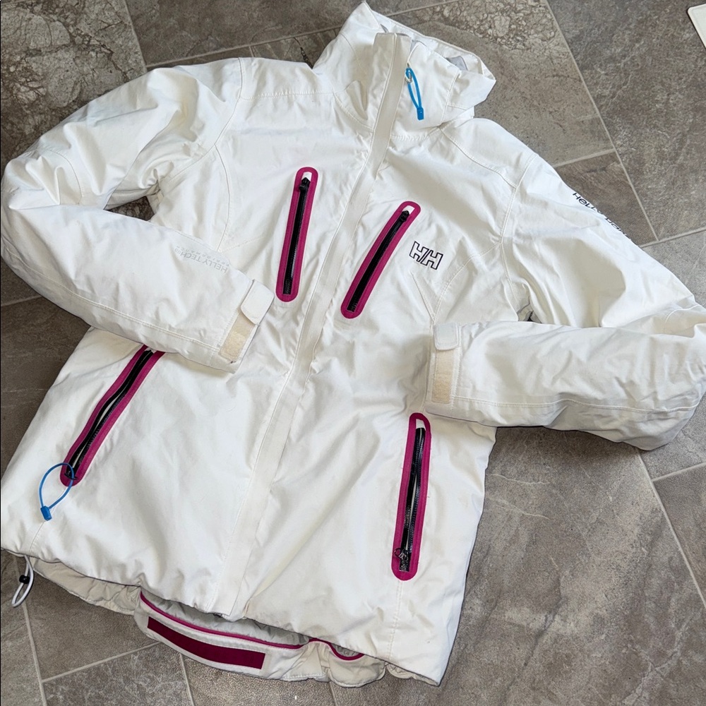 Helly Hansen Rocco White ski snowboard Jacket with Pink Accents size Med